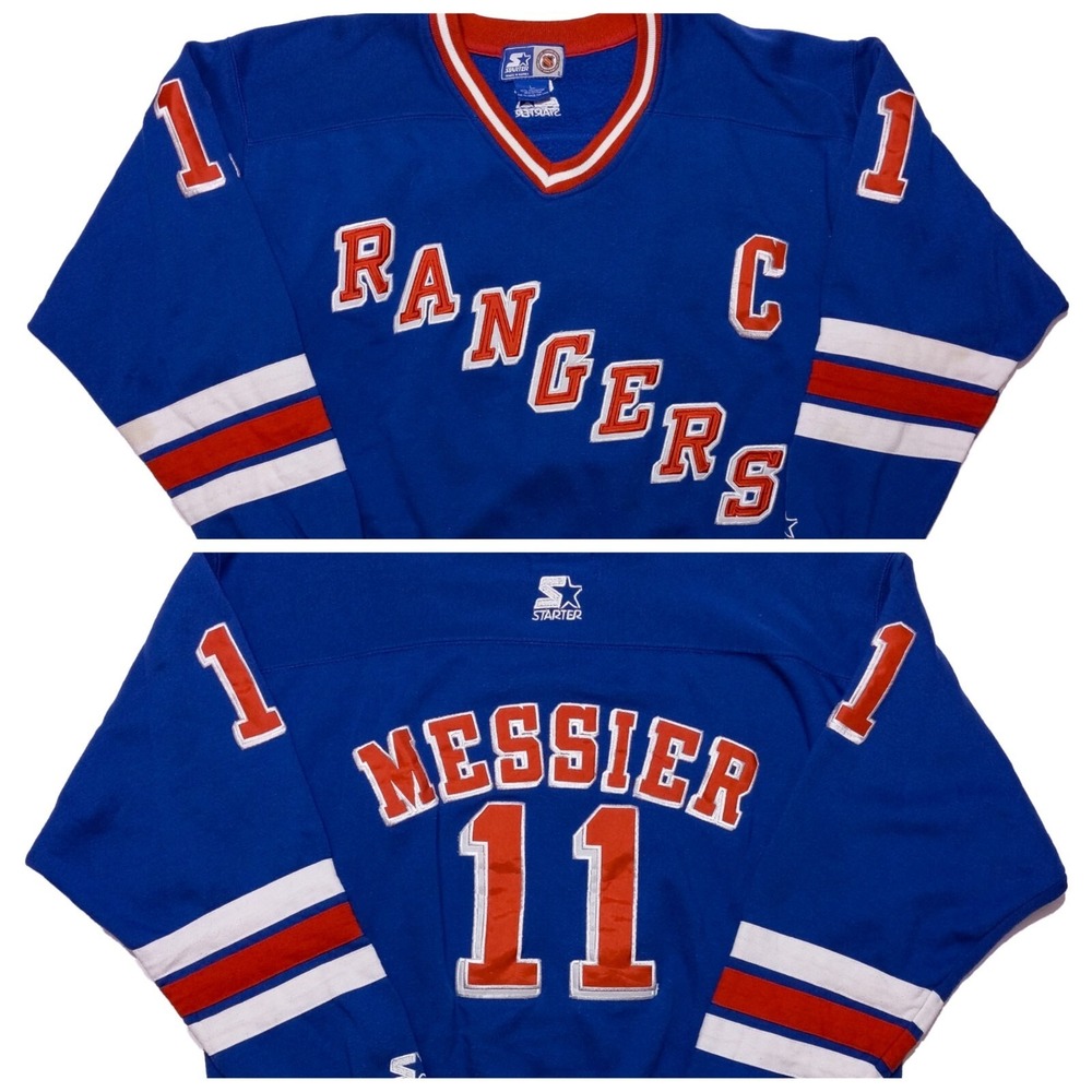 Vintage STARTER New York Rangers Mark‎ Messier NHL Jersey Sweatshirt Large L